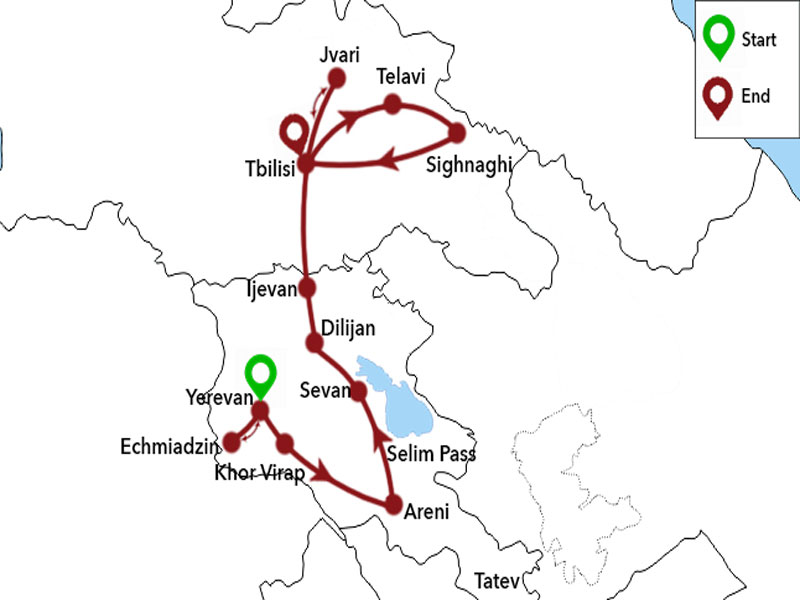 map-Gastronomic – Gourmet Tour to Armenia and Georgia